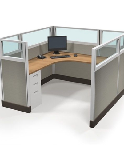 53_ Quarter Glass 6' X 6' Office Cubicle W_ 1_4 Glass_